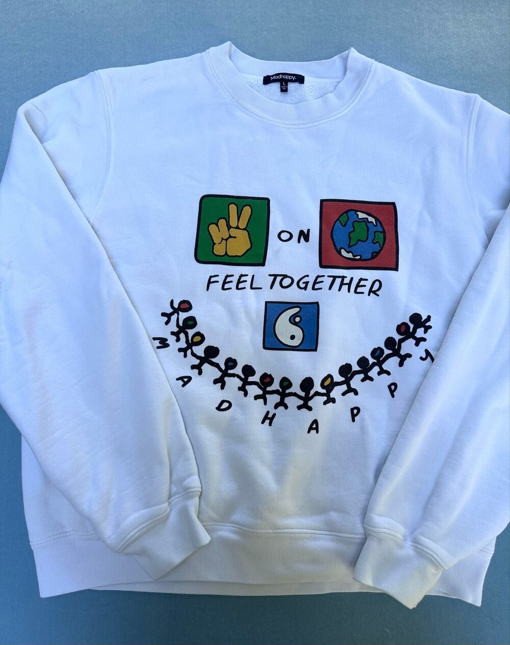 Madhappy Peace On Earth 6th Anniversary Crewneck Sweatshirt White Size L